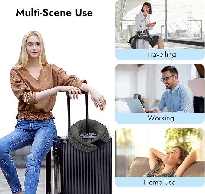 incemer® Premium Travel Pillows for Airplanes, Memory Foam Neck Pillow Airplane Pillow, Travel Neck Pillows for Airplanes, Head Support Soft Pillow for Sleeping Rest (Grey)