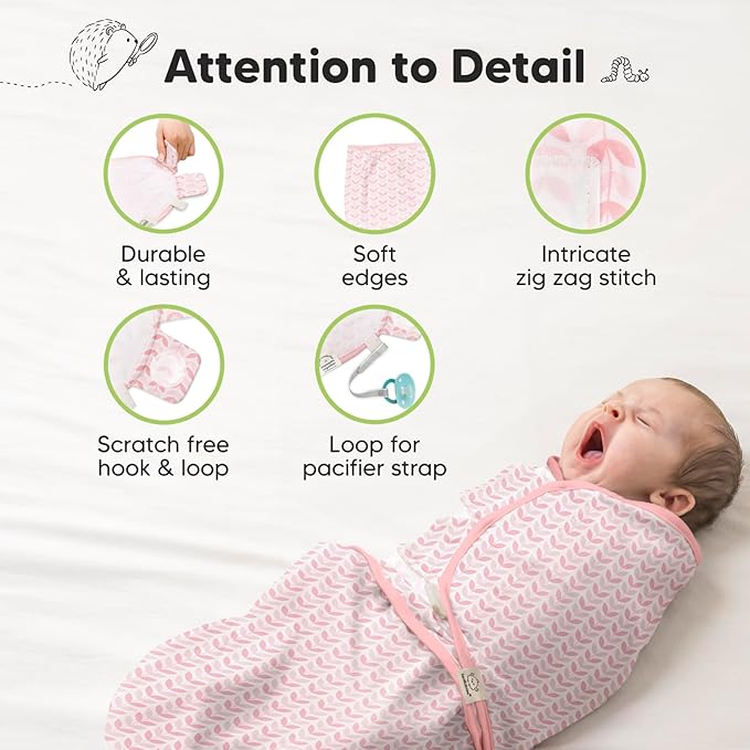 3-Pack Organic Baby Swaddle Sleep Sacks - Newborn Swaddle Sack, Ergonomic Baby Swaddles 0-6 Months, Swaddles for Newborns, Baby Sleep Sack, Baby Swaddle Blanket Wrap, Baby Essentials(Blossom Large)