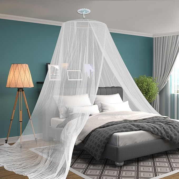Daksha Mosquito Net for Bed, White Princess Bed Canopy for Girls, Hanging Bed Net, Dome Mosquito Netting Bed Tent, Room Decor for Kid and Adult Beds