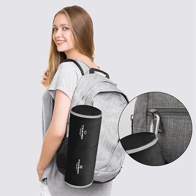 Travel Pillow and Blanket Set Neck Pillow Airplane Memory Foam for Traveling Compact with Bag Black