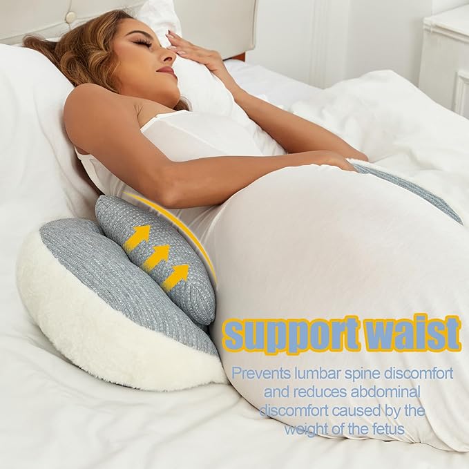 Pregnancy Pillows for Sleeping, Portable Maternity Pillow for Side Sleeper, Support for Back, Belly, HIPS for Pregnant Women, Adjustable Travel Pregnancy Pillow (Grey)