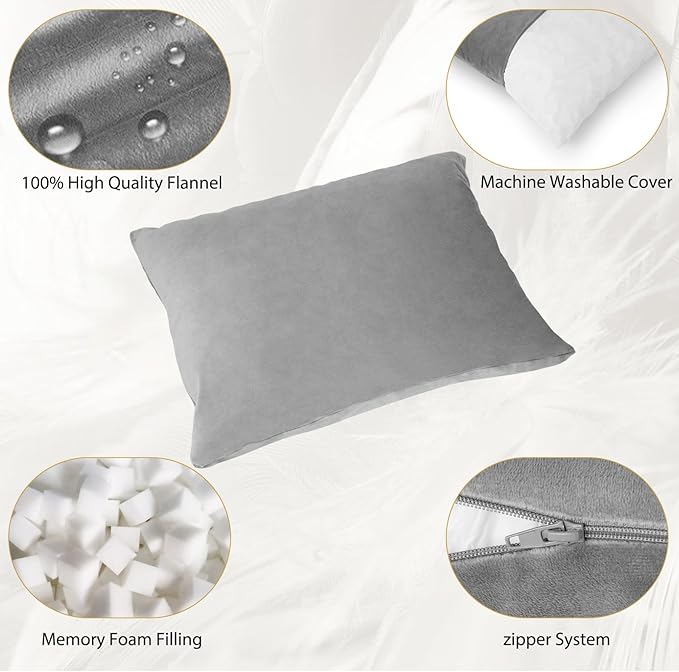 Outdoor Camping Pillow Lightweight,Compact Firm Supportive Compressible Pillow, Travel Pillow Cases, Removable Pillow Cover,Sleeping, Camping,Memory Foam Washable Pillow - Medium