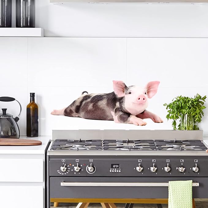 Funny Piggy Wall Sticker Realistic Pig Wall Decal Peel Stick, Removable Vinyl Piggy Wall Mural Sticker Funny Gift for Friends Kitchen Kids Playroom Wall Art Decor
