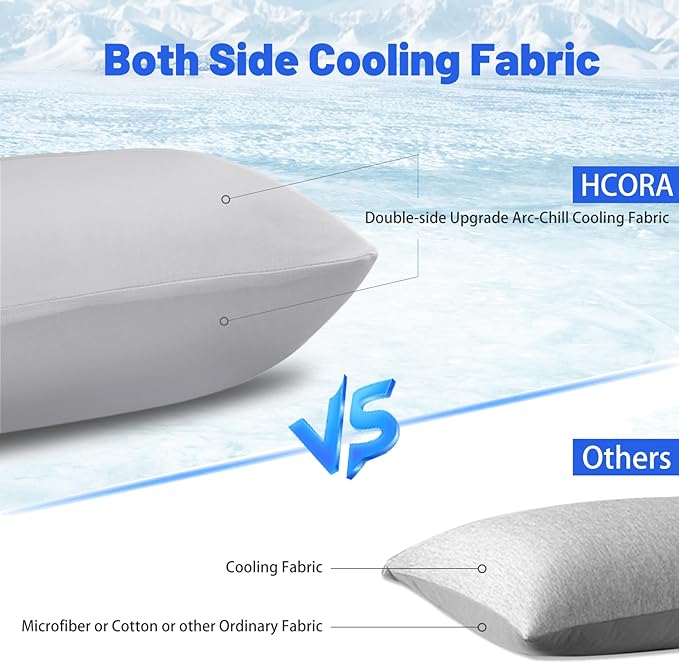 Cooling Pillow Cases for Hot Sleepers - Double Side Arc-Chill Q-Max>0.5 Cooling Fiber Cool Pillow Cases 2 Pack - Breathable Soft Cold Pillow Cases with Hidden Zipper (Light Grey, 20" x 26")