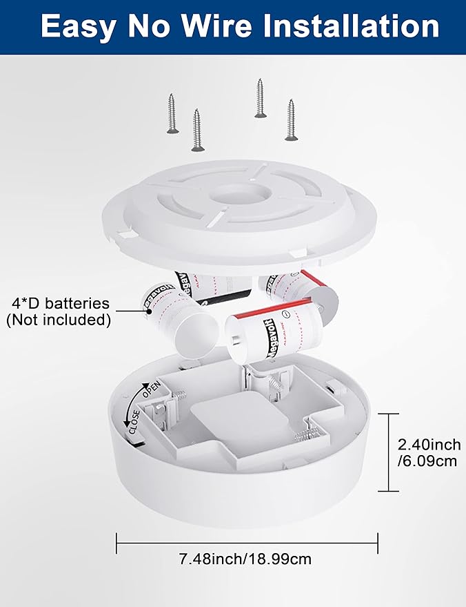Battery Operated Motion Sensor Ceiling Light Indoor, LED Fixture Wireless Wall Light with Remote Control Brightness Dimmable Timer Setting Daylight for Closet Garage Shed, 2 Pack