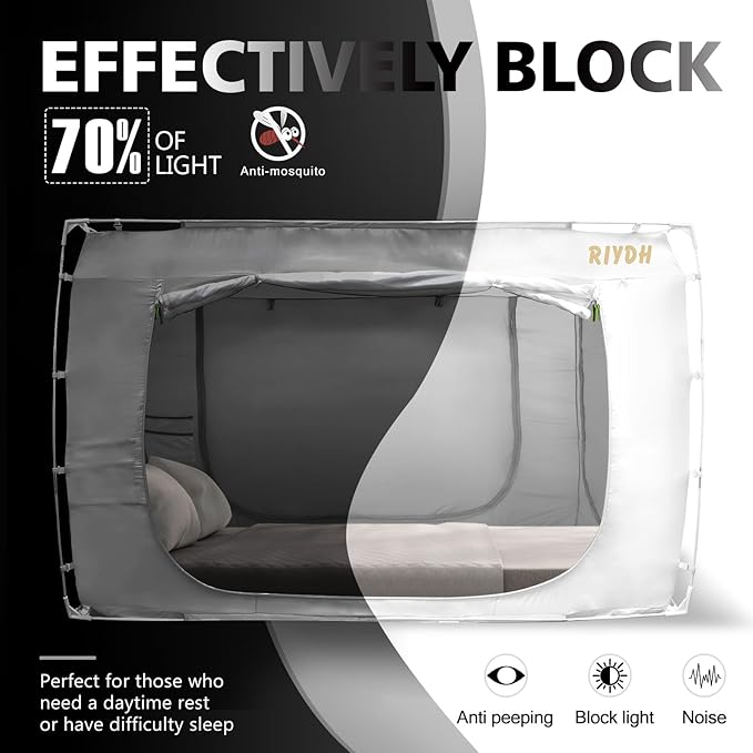 Bed Tent Bed Canopy Twin Size Tents for Adult and Kids- Portable Dream Tent Indoor Sleeping Tents 70% Blackout with 3 Doors Breathable Big Space Tents