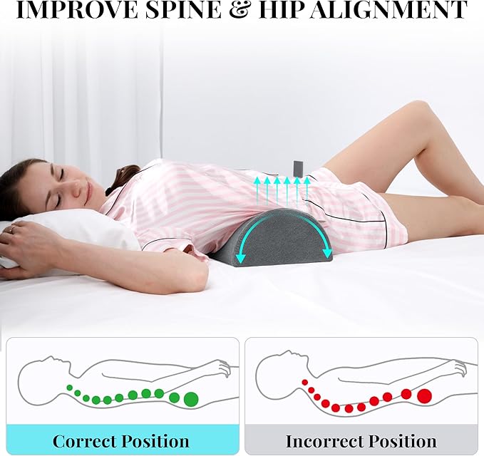 Large Knee Pillow for Side Sleepers Memory Foam Leg Pillows for Sleeping Yoga Bed Half Moon Bolster Pillow for Neck Pain Relief with 2 Pillowcases 23.6"x8.7"x5"(Grey+Green, Extended Size)