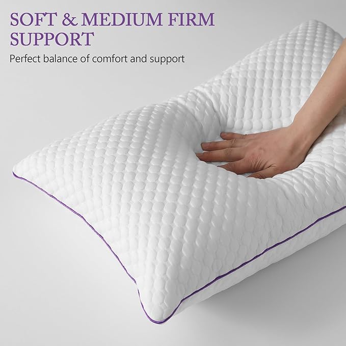 BPC Adjustable Shredded Memory Foam Pillow King Size - Cooling Medium Firm Pillow with Removable Cover Bed Pillows for Sleeping Side Stomach and Back Sleepers, CertiPUR-US