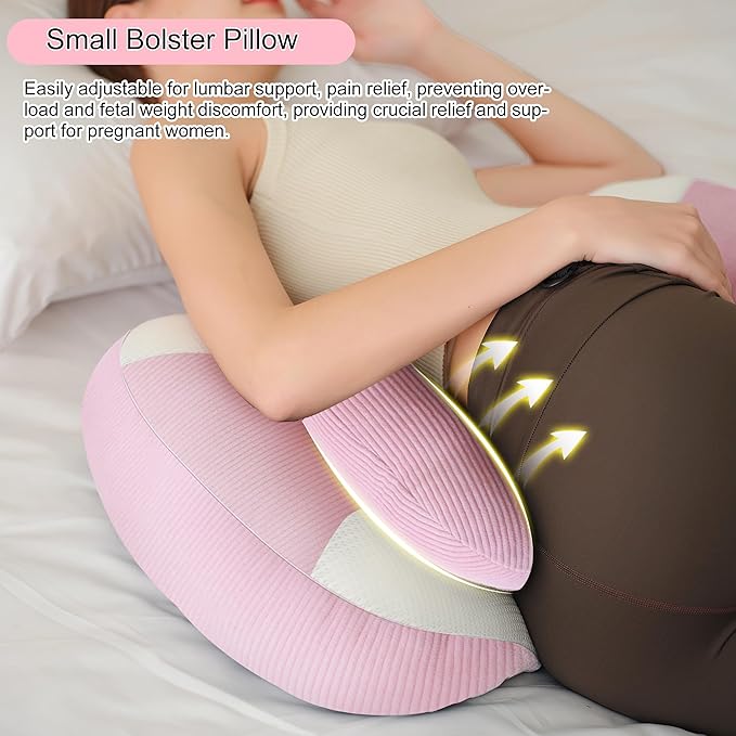 Pregnancy Pillow for Pregnant Women, Soft Pregnancy Body Pillow, Maternity Pillow Used to Support and Relieve Pain or discomfort in The Waist, Abdomen and Buttocks, Adjustable (Pink)