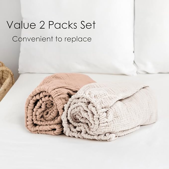 Muslin Cotton Crib Sheets - Neutral Fitted Sheets for Standard Crib& Toddler Mattress Soft and Breathable Baby Sheets for Boys and Girls - 28"x52"