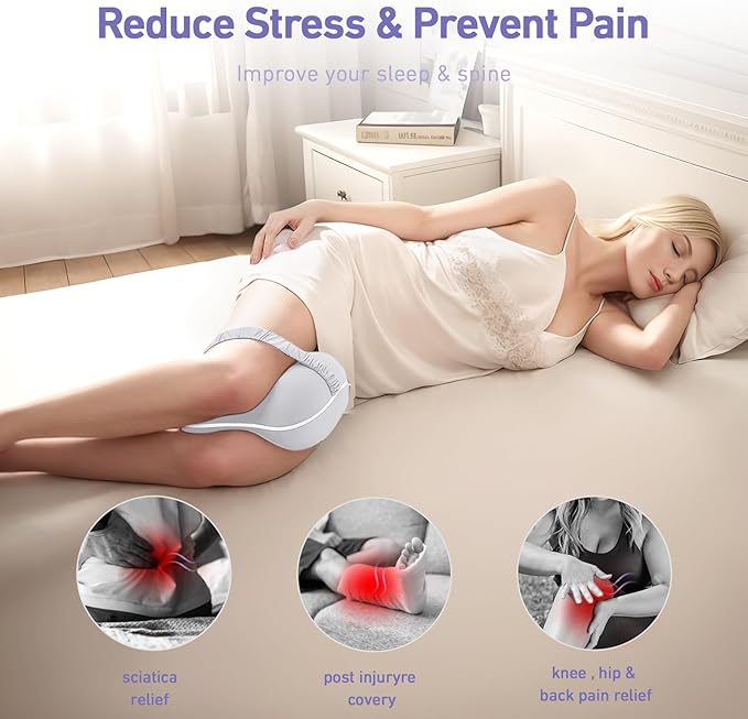 Leg & Knee Pillow for Side Sleepers - Smooth Spine Alignment Pillow - Memory Foam Knee Pillows for Back Hip Pain, Spine Aligning, Sciatica, Surgery Recovery, Pregnancy