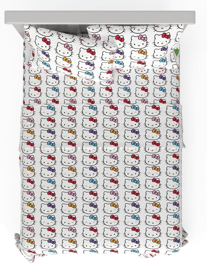 Franco Collectibles Hello Kitty Bows Bedding Super Soft Microfiber 4 Piece Queen Sheet Set, (Officially Licensed Product)