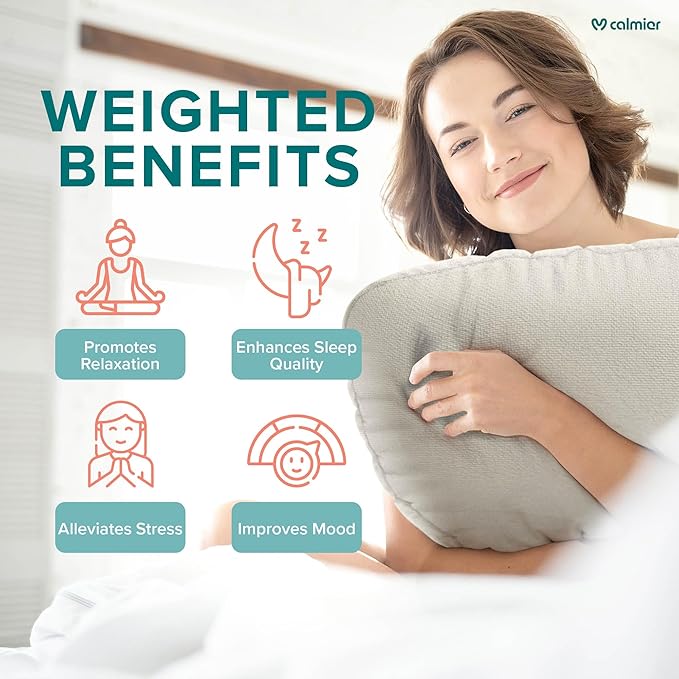 Calmier - 9 lb Sensory Weighted Pillow - Glass Bead Filled Hug Pillow - Ultra Plush Cozy Weighted Pillows for Adults and Kids - Child Sensory Pillow - Weighted Lap Pad (Tan - Fleece, 9 LBS)