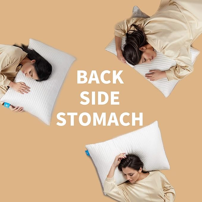 Pillows Queen Size Set of 2 Cooling Shredded Memory Foam Pillows for Bed