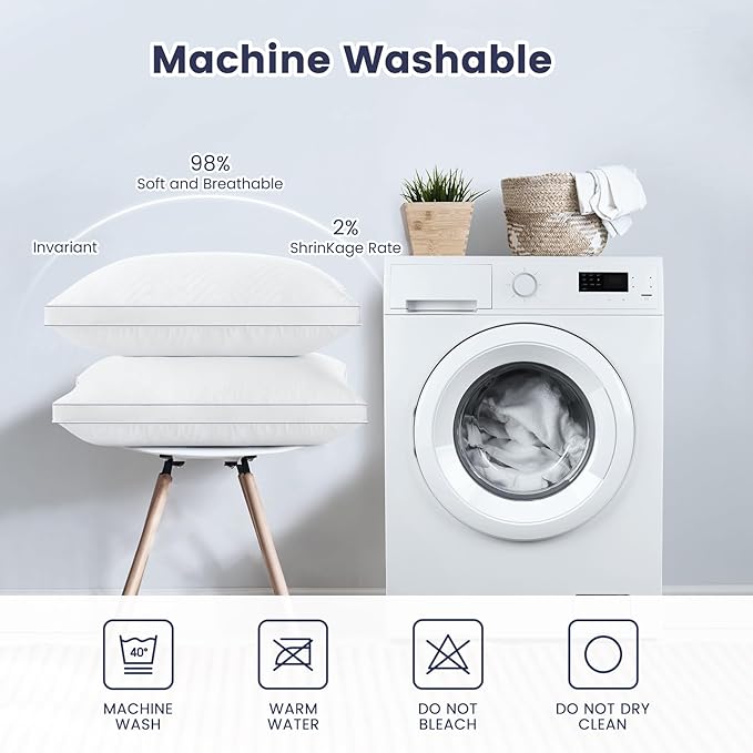 Maxzzz Bed Pillows Queen Size Set of 2, Fluffy Pillows for Back, Stomach or Side Sleepers, Luxury Hotel Quality, White(18x29 inch)