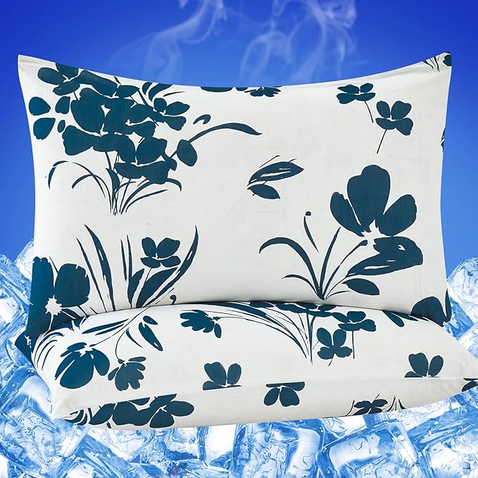 Cooling Pillow Cases for Hot Sleepers - Double Side Arc-Chill Q-Max>0.5 Cooling Fiber Cool Pillow Cases 2 Pack - Breathable Soft Cold Pillow Cases with Hidden Zipper (20" x 26")