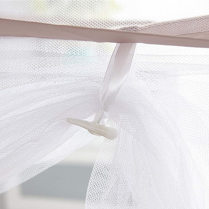 Pop Up Bed Net Tent for Bedroom with Net Bottom, Portable Double Door Travel Folding Design Bed Canopy, Foldable (Khaki-79 x71x59 inch)