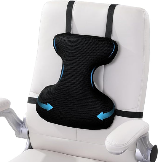 BALAPET Lumbar Support Pillow for Office Chair,Ergonomic Memory Foam Breathable I-Shape Back Pillow with Adjustable Straps,Full Back and shoulder Support for Improved Sitting Posture and Relief Pain