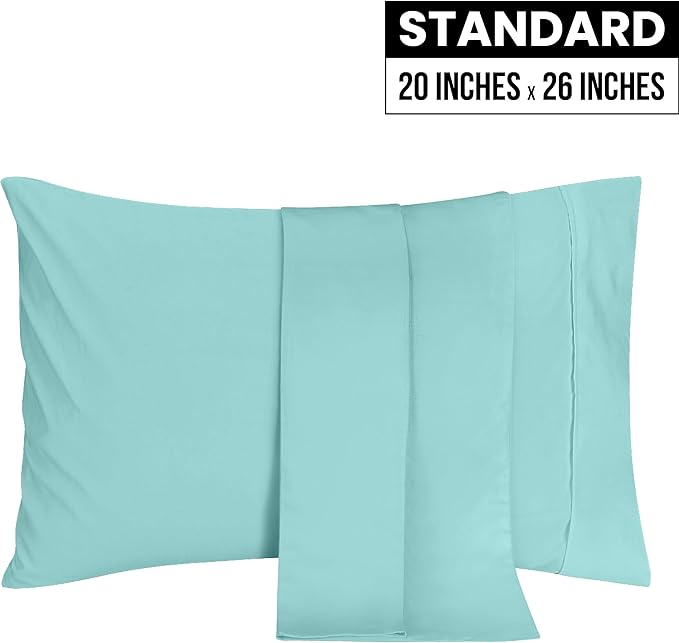 Utopia Bedding Standard Pillow Cases - 2 Pack - Envelope Closure - Soft Brushed Microfiber Fabric - Shrinkage and Fade Resistant Pillow Covers 20 X 26 Inches (Standard, Spa Blue)