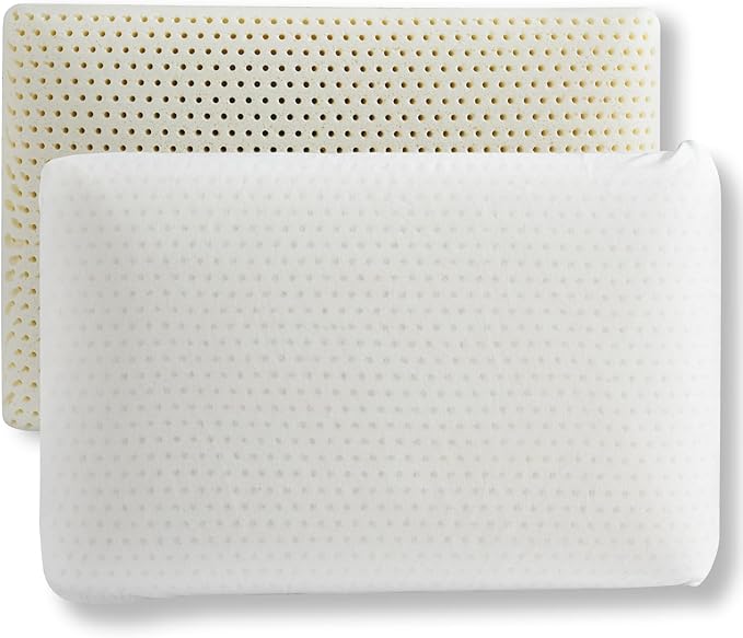 Talalay 100% Natural Premium Latex Pillow, Bed Pillow Helps Relieve Pressure, Sleeping Pillow without Memory Foam Chemicals, Best Gift with Removable Cotton Cover (King (H-7.0''))