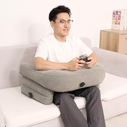 Inflatable Reading Pillow for Gaming Foldable Soft Lap Desk Pillow for Reading Working Gaming Pillow Lep for Bed, Arm Rest Pillow for Adult, Laptop Pillow for Lap in Bed Floor Sofa Couch Camping