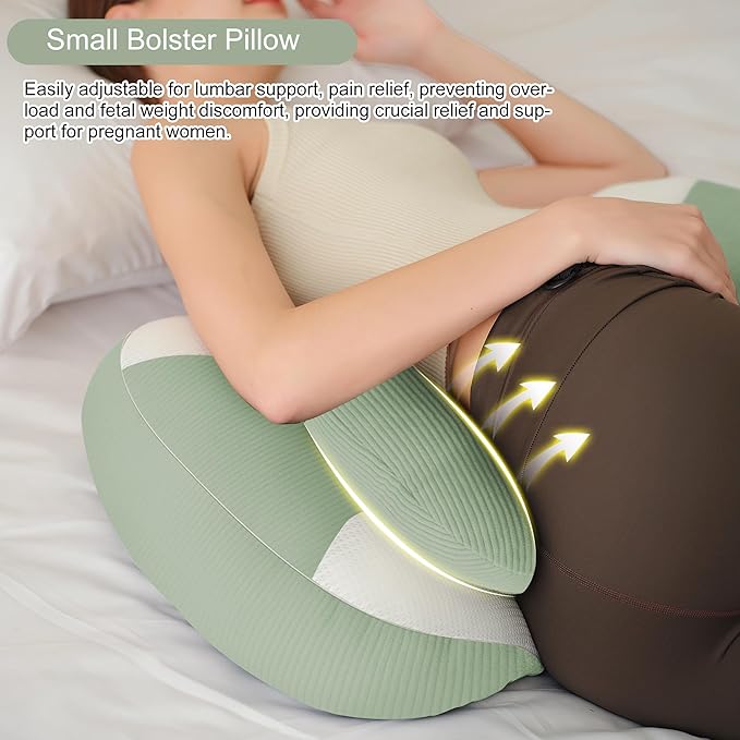 Pregnancy Pillow for Pregnant Women, Soft Pregnancy Body Pillow, Maternity Pillow Used to Support and Relieve Pain or discomfort in The Waist, Abdomen and Buttocks, Adjustable (Green)