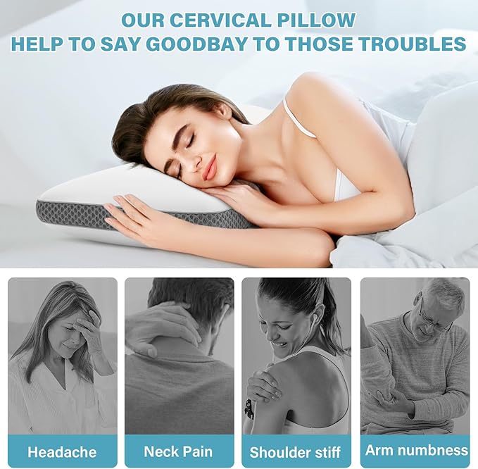 Cooling Bed Pillows for Sleeping, Memory Foam Bed Pillows Queen Size, Gel Pillow for Sleepers Cool Pillow for Side Back and Stomach Sleepers, Cold Pillow, Supportive