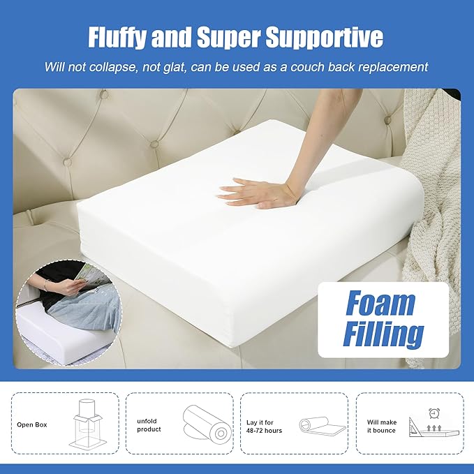 ROYALAY High Density Foam Couch Back Cushions Replacement Back Pillow Sofa Waist Cushion Stuffing Fill Supportive Back Pillow 1 Pack, Supportive Lumbar Support Pillow for Sofa, Couch-27.5"x18"