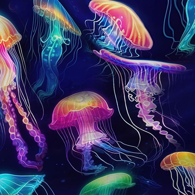 AILONEN Colorful Jellyfish Shower Curtain,Beautiful Jellyfish Bath Curtain Set for Kids Girls,Coastal Animal Fabric Shower Curtains for Bathroom, 72" W*78" H