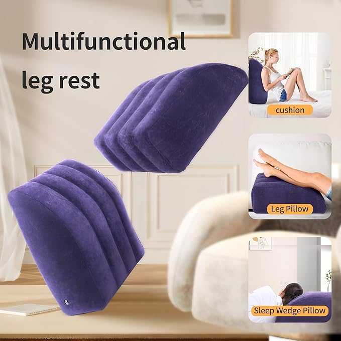 Leg Elevation Pillow, Inflatable Wedge Pillows for Sleeping, Knee Pillow for Legs Relax Muscles and Comfort Reduce Swelling,Injury,Recovery