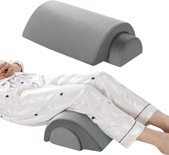 ROYALAY Half Moon Bolster Knee Pillow for Legs, Knees, Lower Back and Head, Adjustable Semi Roll Round Lumbar Support Pillow for Bed Sleeping, Health Large half moon pillow for Reduce Pressure,gray