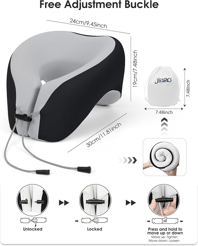 Travel Pillows for Airplanes, U-Shape Neck & Head Support Pillow for Long Flight Essentials, Earplugs and Storage Bag, Pain Relief Sleeping Neck Support Pillows for Airplane, Train, and Car