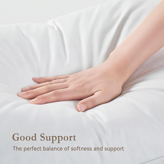 puredown® Feather Pillows with 100% Cotton Cover, Set of 2 Bed Pillows for Sleeping, Queen Size