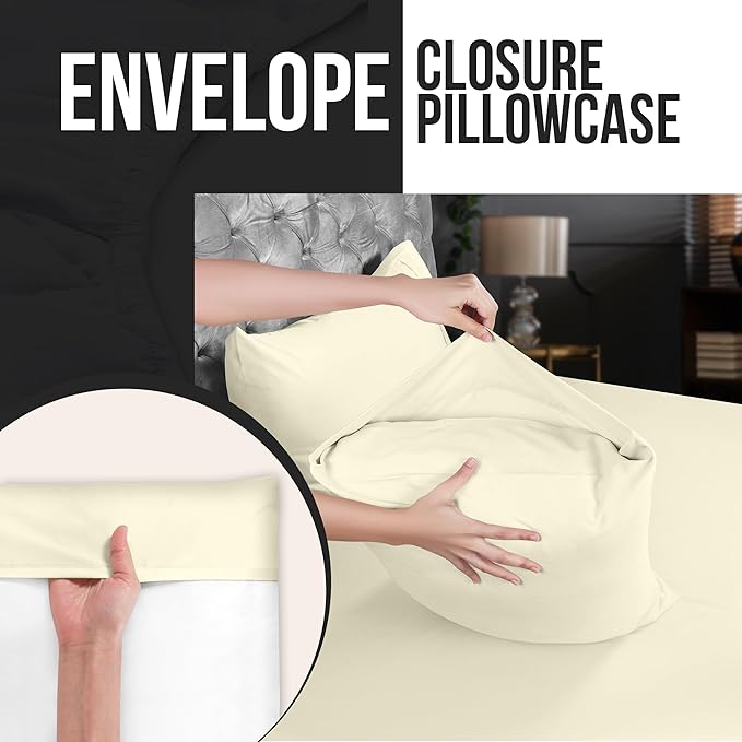 Utopia Bedding Queen Pillow Cases - 2 Pack - Envelope Closure - Soft Brushed Microfiber Fabric - Shrinkage and Fade Resistant Pillow Covers 20 X 30 Inches (Queen, Ivory)