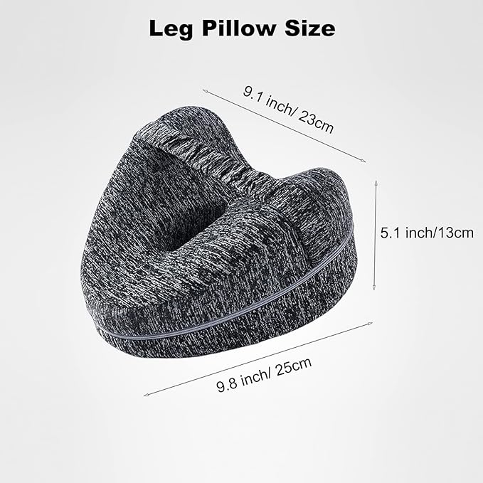 Knee Foam Support Pillow, Ergonomic Design, Knee Pillow for Side Sleepers, Memory Leg Pillow for Relieving Sciatica, Knee Support, Back Pain, Leg Support, Relieve Pain, Grey