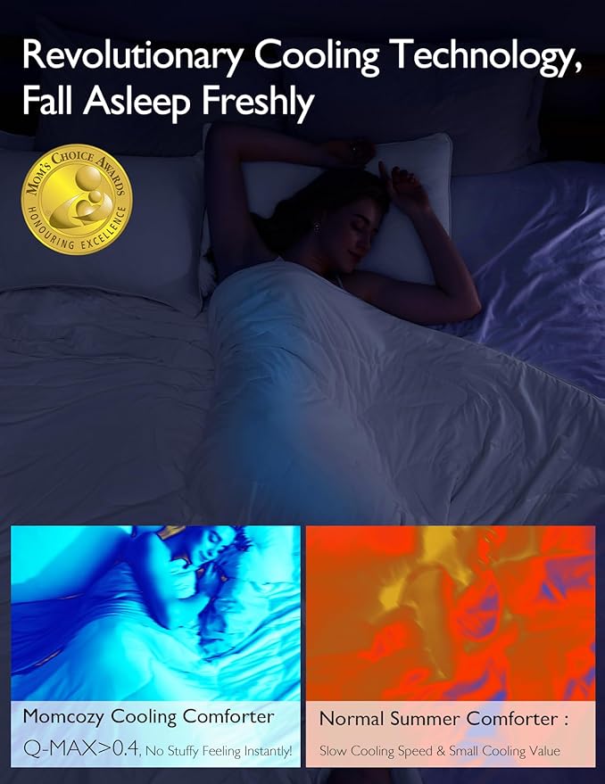 Momcozy Life CoolMurm Cooling Comforter for Hot Sleepers, King/Cali King 106"x90" Pregnancy Cooling Blanket, All-Season Lightweight Soft Breathable Cooling Quilt Duvet, Cool All Night, Ivory White