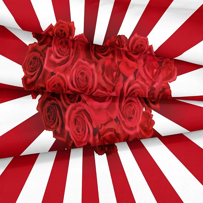 Bedbay Rose Flowers Queen Comforter Set Floral Bedding Set for Girls Teen Red Rose Love Heart Printed 4 Pieces Girls Queen Bedding Set Romantic Lovers Couple Bedding Set (Red Heart,Queen)