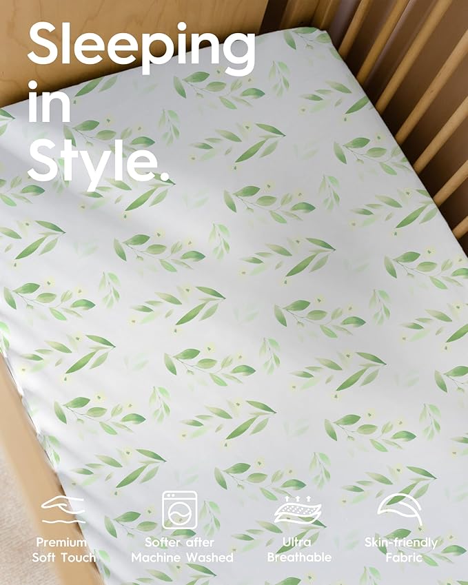 Crib Sheets for Boy Girl, Premium Soft Crib Mattress Fitted Sheet, Ultra Breathable Baby Sheets, Super Stretchy Baby Bed Sheets 28''x52''x9'' Extra Deep Pocket, 2 Pack