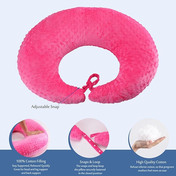 BBL Pillow After Surgery, BBL Pillow for Sitting Sleeping Driving, Hemorrhoid Pillow Seat Support Cushio for Butt with Hole, Butt Donut Pillow for Woman (Rose Red)