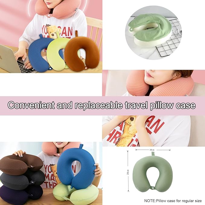 Neck Pillow Cover, Travel Neck Pillow Cover, Travel Neck Pillow Case Cover, Travel U Neck Pillow Cover, Soft and Smooth, Neck Pillow Replacement Cover (Only Pillow Covers, no Filler)