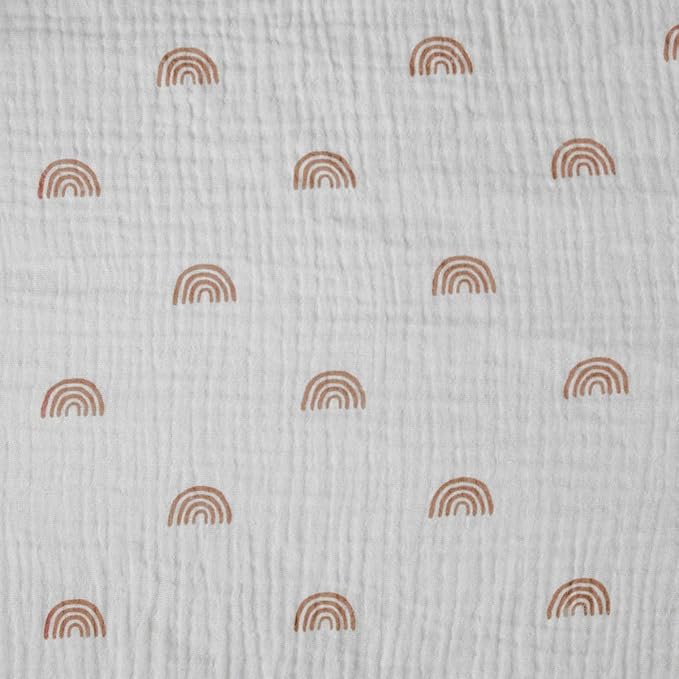 Chippi & Co Little Rainbow Tan Boho Muslin Cotton Fitted Crib Sheet for Baby Standard Size Mattress, boy and girl Unisex Nursery Bedding 52x28x9''