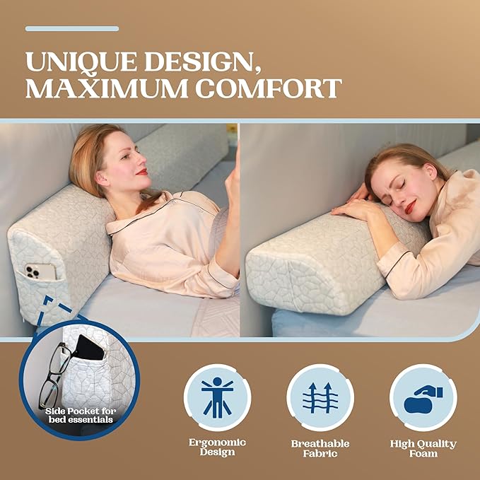 FeelAtHome Bed Gap Filler for King Bed | Bed Wedge Pillow for Headboard to Close The Gap (0-8") Between Headboard and Mattress - King Size (76"x10"x5")