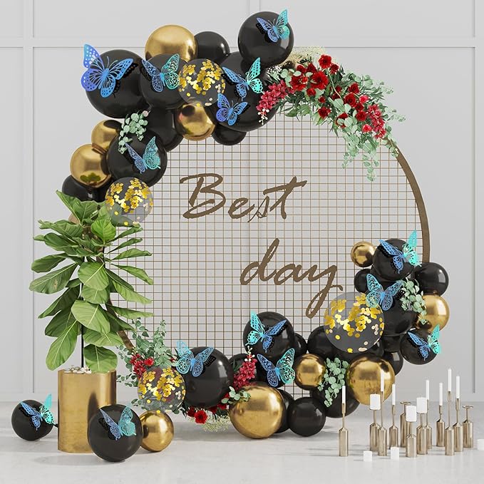 SAOROPEB 3D Butterfly Wall Decor 48 Pcs 4 Styles 3 Sizes, Butterfly Decorations for Butterfly Birthday Decorations Butterfly Party Decorations Cake Decorations, Removable Stickers (Laser Blue)