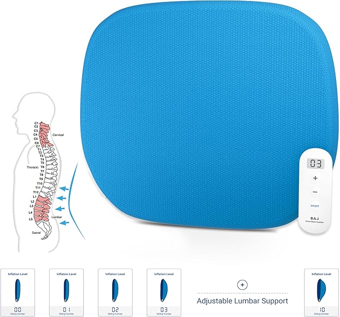 Madam Uniq BAJ Smart Back Cushion, Office Chair Back Cushion, Adjustable Lumbar Support, Personalized Comfort, Ergonomic Back Smart Back Cushion, Support for Lower Back Pain Relief