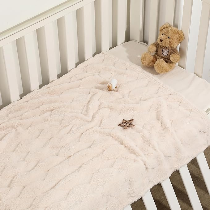 Sherpa Baby Blanket for Girls Toddlers Fleece Fluffy Fuzzy Blanket for Baby,Soft Warm Cozy Fleece Blanket,Receiving Blanket for Infant Newborn (beige, 30 * 40, diamond)