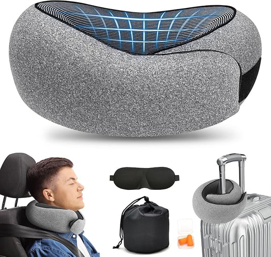 Neck Pillow for Traveling, Soft Airplane Neck Pillow, Memory Foam Travel Neck Pillow, 2024 New Neck Support Travel Pillow for Long Flight, Adjustable Full Surrounding Stowable U-Shaped
