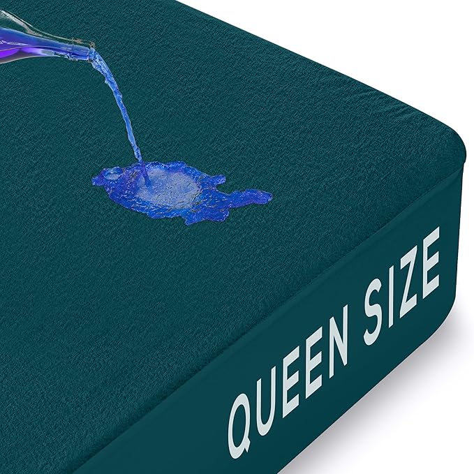 Utopia Bedding Waterproof Mattress Protector Queen Size, Premium Terry Mattress Cover 200 GSM, Breathable, Fitted Style with Stretchable Pockets (Teal)