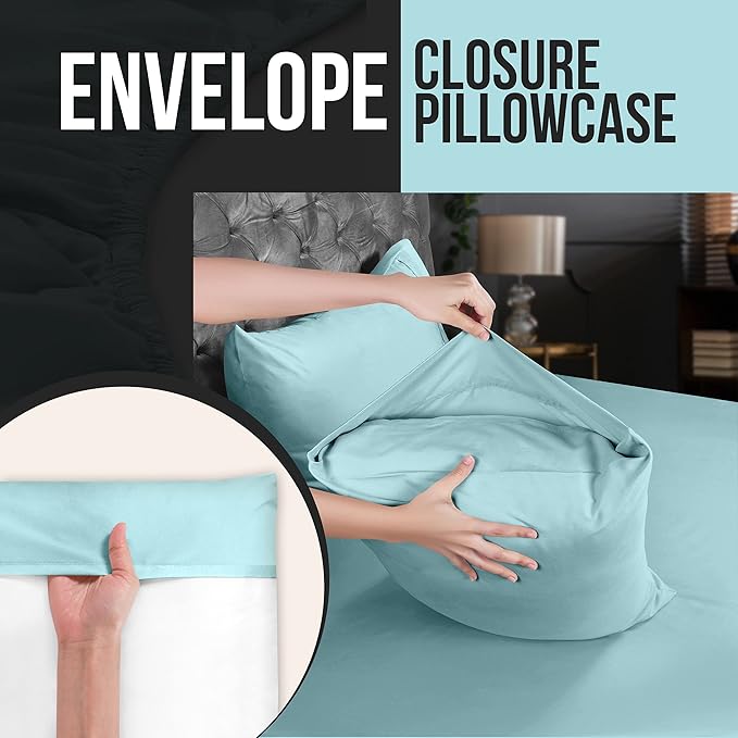 Utopia Bedding Queen Pillow Cases - 2 Pack - Envelope Closure - Soft Brushed Microfiber Fabric - Shrinkage and Fade Resistant Pillow Covers 20 X 30 Inches (Queen, Spa Blue)