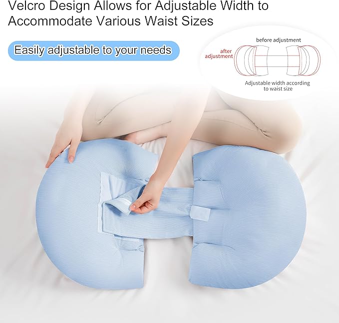 Pregnancy Pillow for Pregnant Women, Soft Pregnancy Body Pillow, Maternity Pillow Used to Support and Relieve Pain or discomfort in The Waist, Abdomen and Buttocks, Adjustable (Blue)