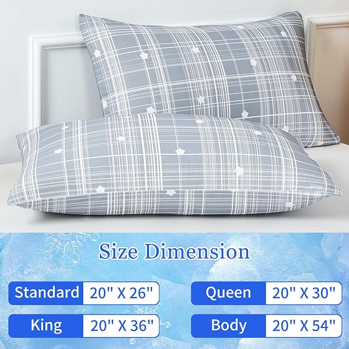 Cooling Pillow Cases for Hot Sleepers - Double Side Arc-Chill Q-Max>0.5 Cooling Fiber Cool Pillow Cases 2 Pack - Breathable Soft Cold Pillow Cases with Hidden Zipper (20" x 36")